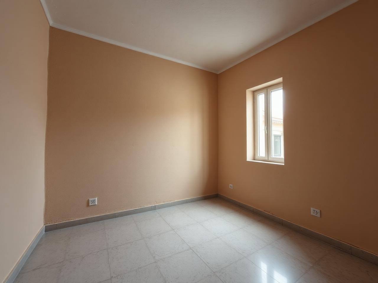 Habitación con paredes de gotelé en tono beige